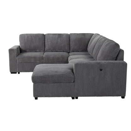 Melody sleeper sectional sofa in dark grey corduroy with chaise by Unique Piece Furniture on Tampa Home & Garden Store