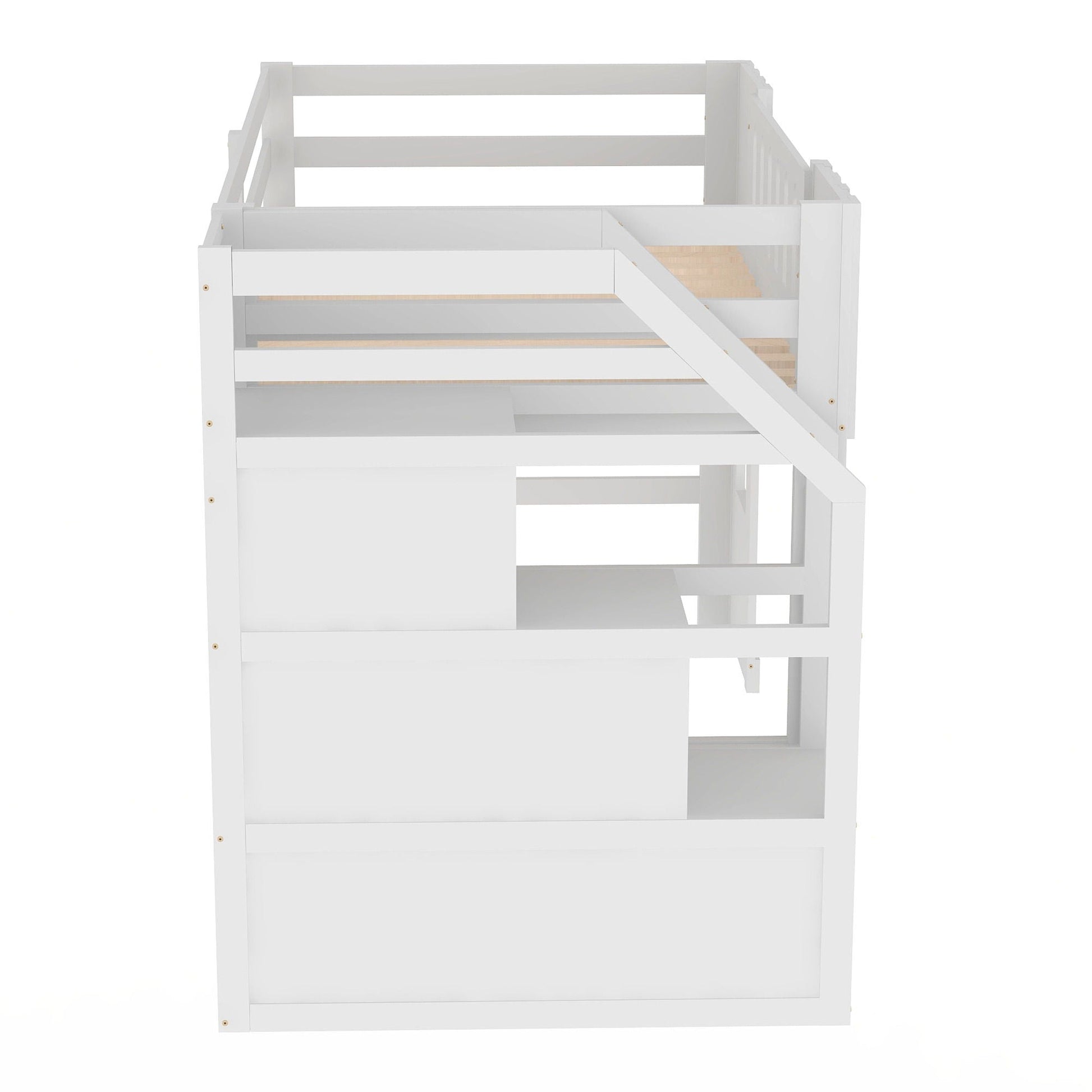 Loft bed with storage staircase and windows in white by HouseOfZazla on Tampa Home & Garden Store