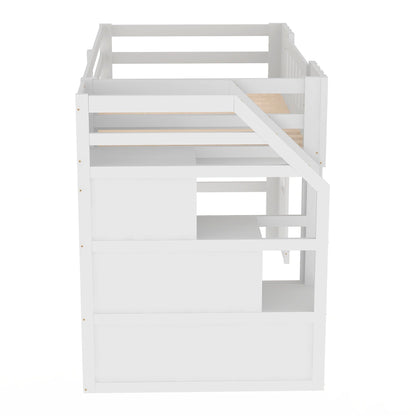 Loft bed with storage staircase and windows in white by HouseOfZazla on Tampa Home & Garden Store