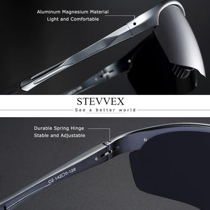 Stevvex Sunglasses Aluminum Magnesium frame, polarized UV400 anti-reflective lenses on Tampa Home & Garden Store