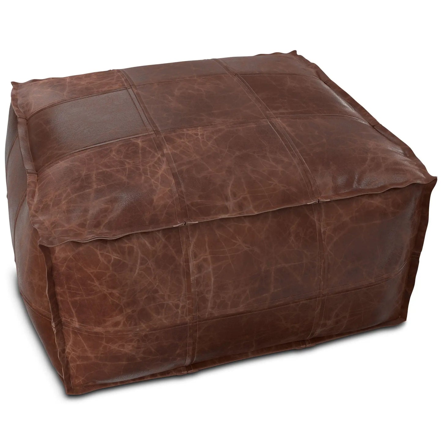 Sheffield Handcrafted Square Buffalo Leather Pouf