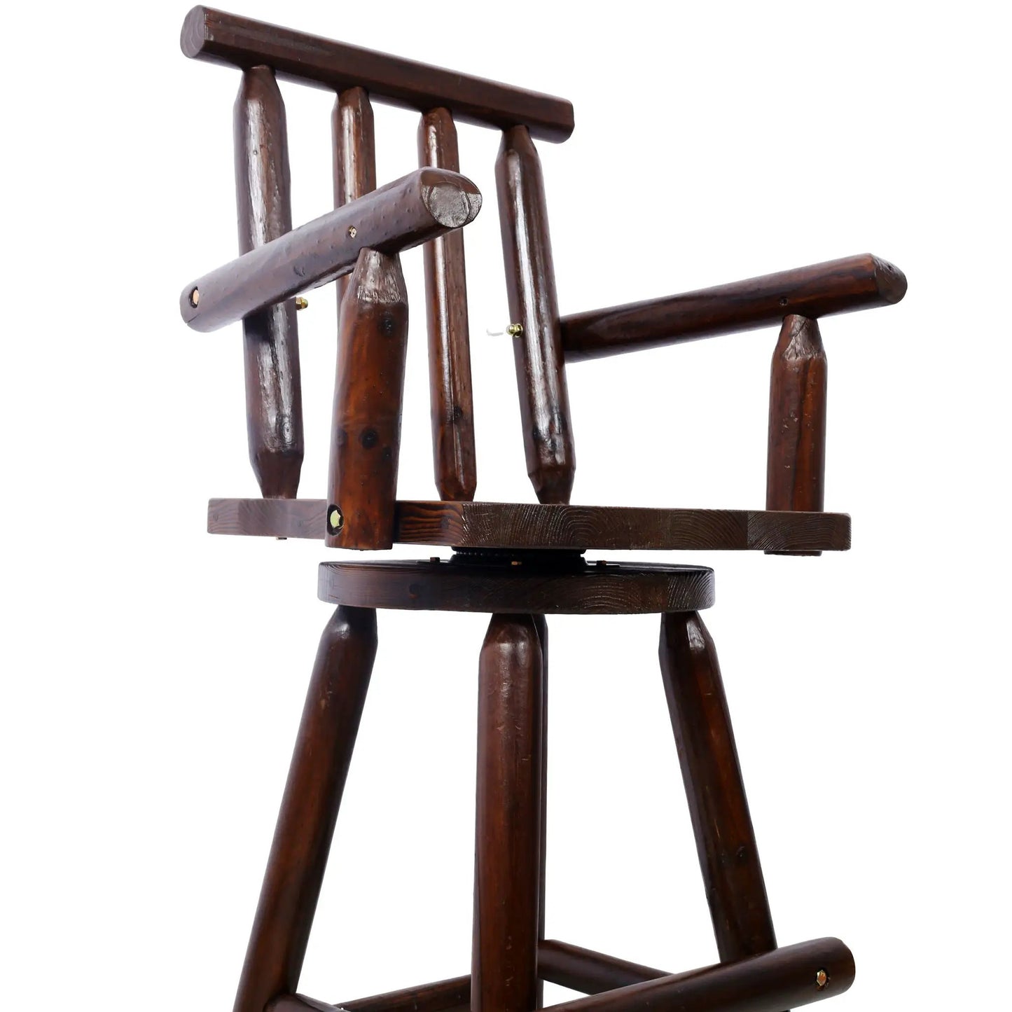 Rustic Bar Stool, fir wood, bar height 28–30 in, wide armrests, Unique Piece Furniture on Tampa Home & Garden Store