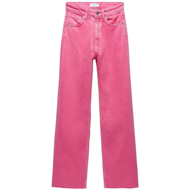 Women's high-waist all-match straight-leg pink mopping jeans by FLIPSTYLEZLLC on Tampa Home & Garden Store