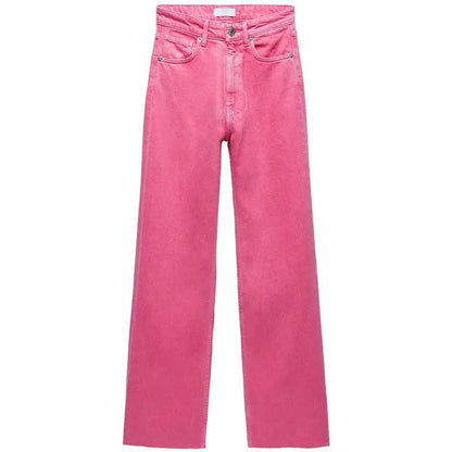 Women's high-waist all-match straight-leg pink mopping jeans by FLIPSTYLEZLLC on Tampa Home & Garden Store