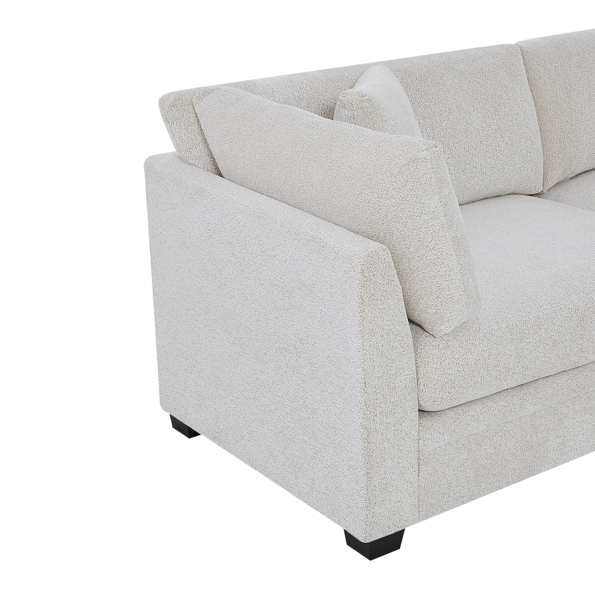 Compact Modern Flared Chenille Beige Sofa