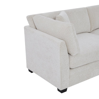 Compact Modern Flared Chenille Beige Sofa
