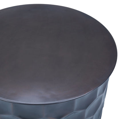 Round black metal storage coffee table with removable top on Tampa Home & Garden Store