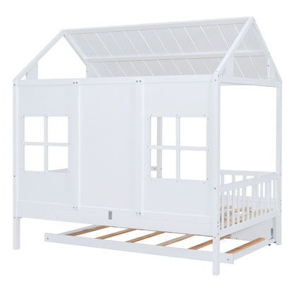 Kids House Bed With Twin Trundle and Daybed
