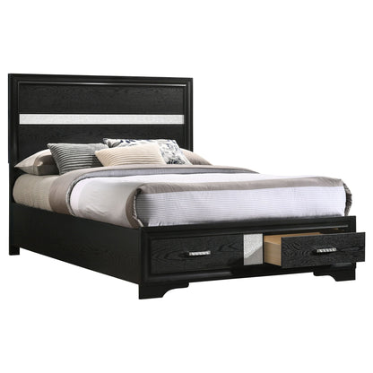 Urbana storage panel bed in black wood with built-in under-bed drawers on Tampa Home & Garden Store