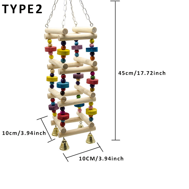 Parakeet bird toy amusement park swing stand with wooden dowels, colorful beads, bells on Tampa Home & Garden Store