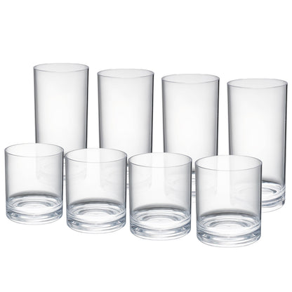Barcelona Clear Acrylic Lowball and Highball Set
