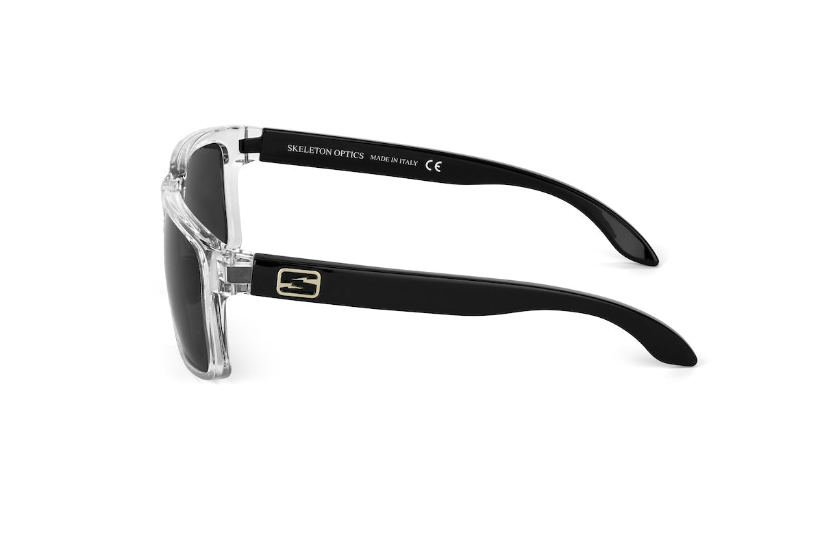 Decoy Polar Edition sunglasses Skeleton Optics clear frame black temples gold logo on Tampa Home & Garden Store