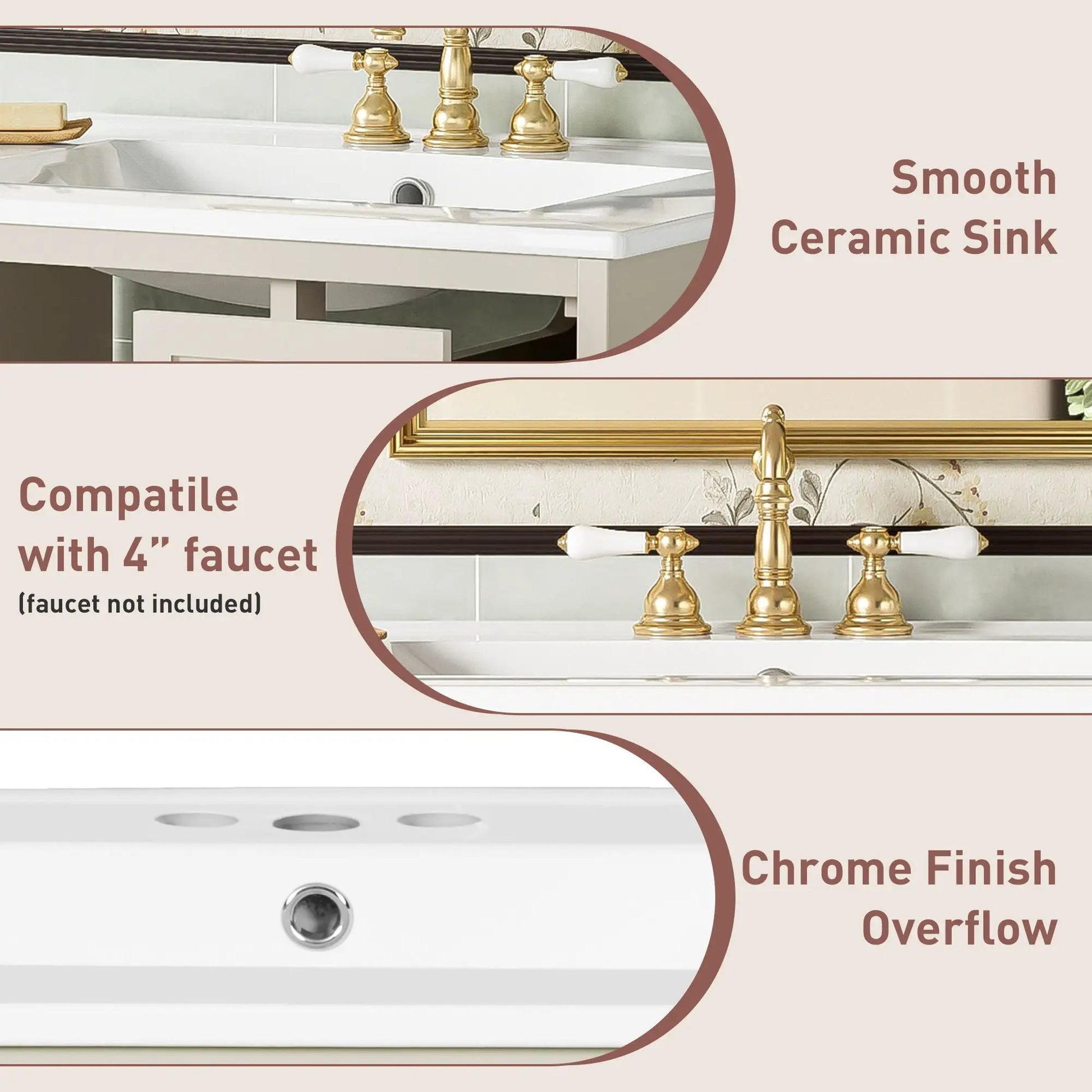 Wall-Mounted Vanity Set with White Ceramic Sink, 2 Drawers, Soft-Close Door on Tampa Home & Garden Store