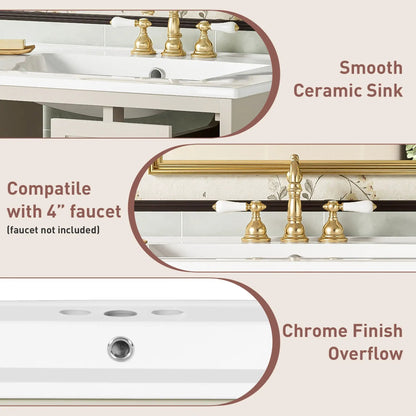 Wall-Mounted Vanity Set with White Ceramic Sink, 2 Drawers, Soft-Close Door on Tampa Home & Garden Store