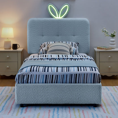 Upholstered Bed with Rabbit Ear and Led Drawers