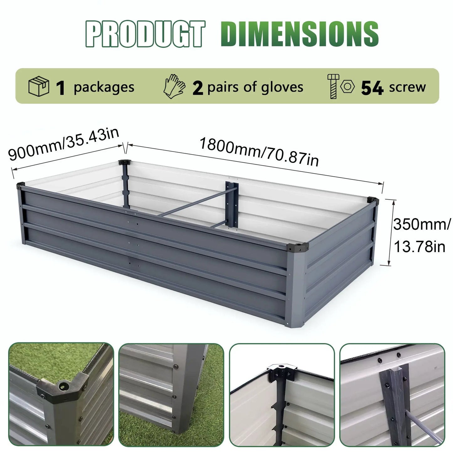 Large Garden Bed for Outdoor Steel Construction