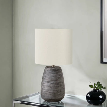 Table lamp gray ceramic base with cream shade; contemporary design by Unique Piece Furniture on Tampa Home & Garden Store