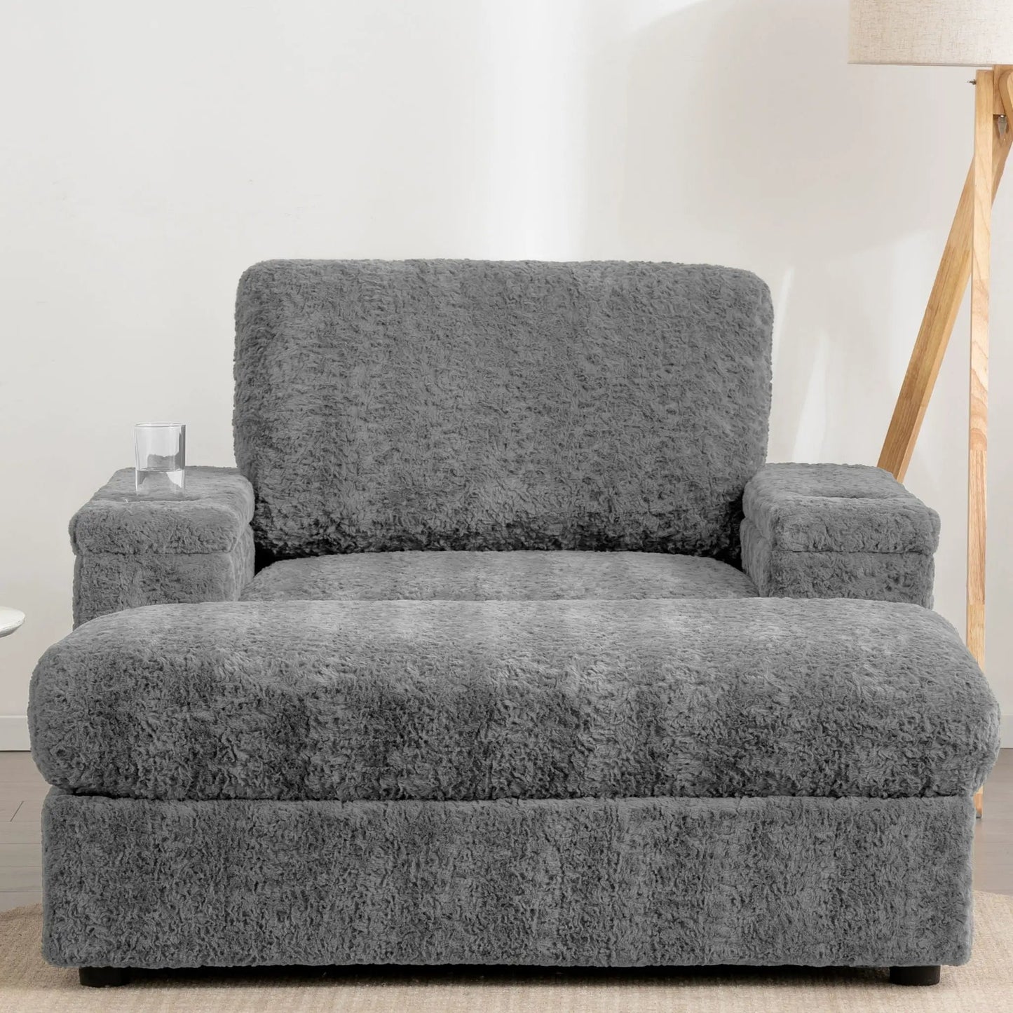 Oversized Chaise Lounge Rabbit Fur Sofa Bed