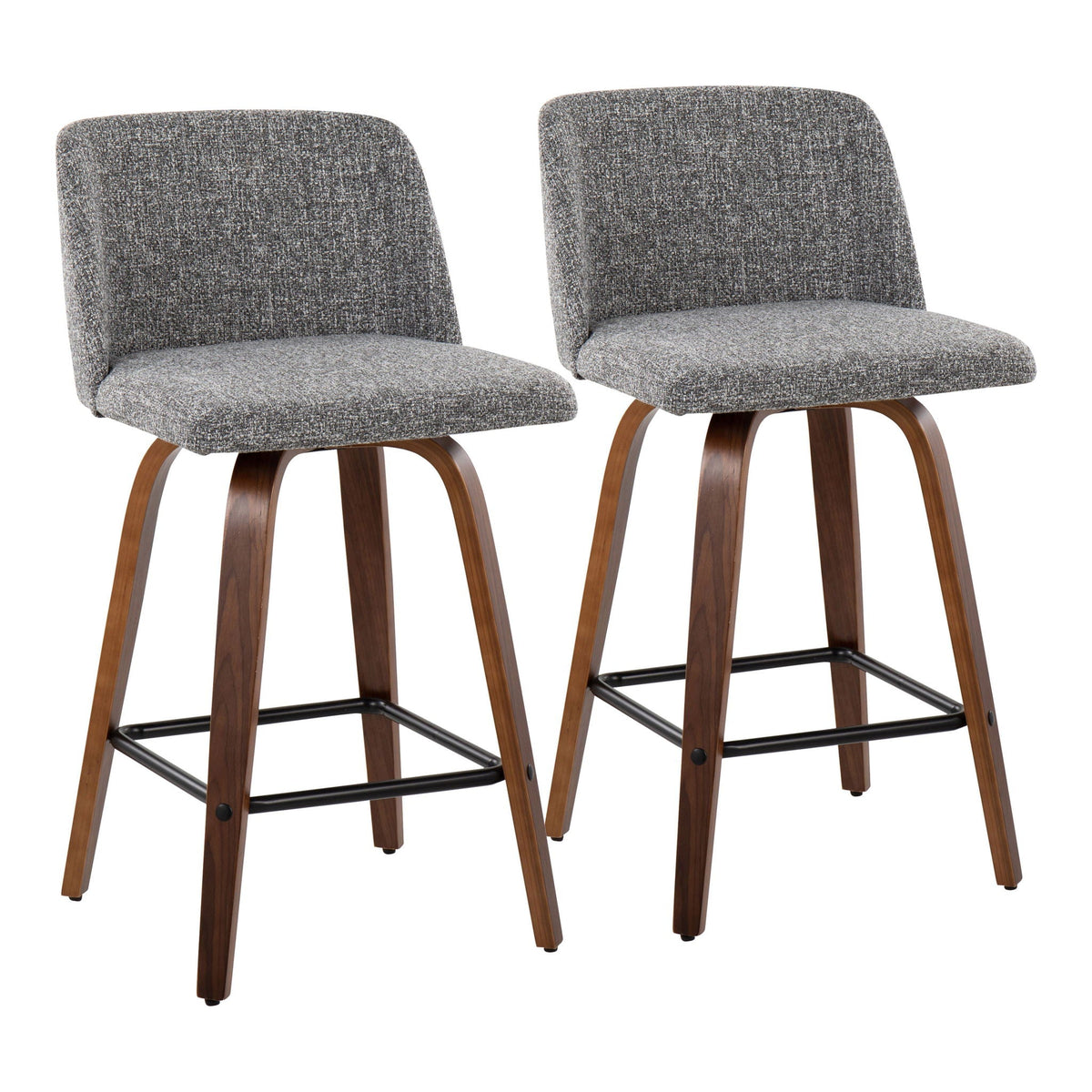 Toriano counter stools set of 2 in gray tweed with wood legs HouseOfZazla on Tampa Home & Garden Store