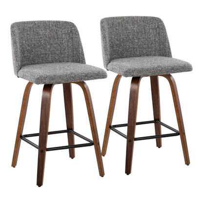 Toriano counter stools set of 2 in gray tweed with wood legs HouseOfZazla on Tampa Home & Garden Store