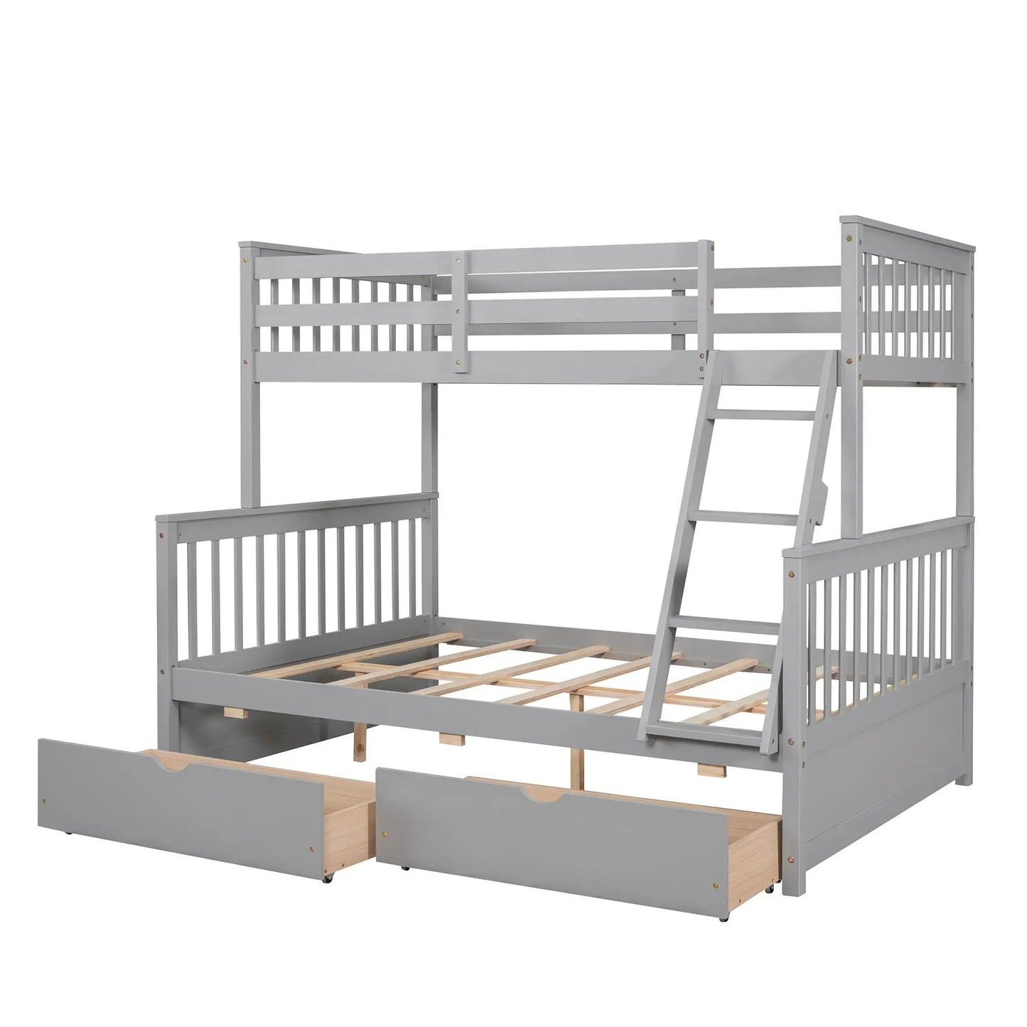 Bunk bed with ladders and 2 under-bed drawers, gray finish, Unique Piece Furniture on Tampa Home & Garden Store