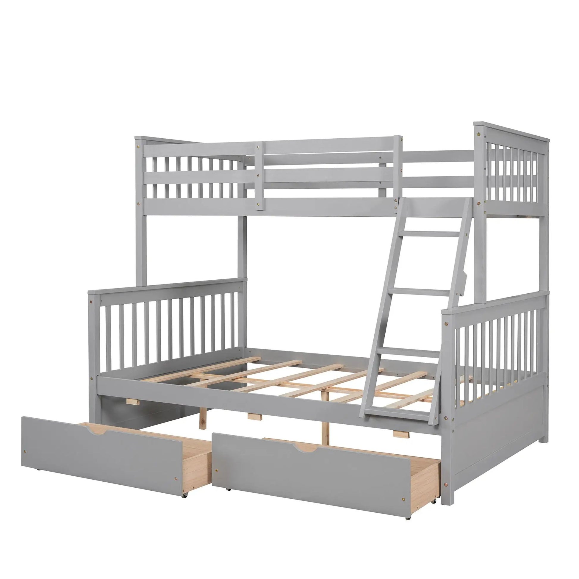 Bunk bed with ladders and 2 under-bed drawers, gray finish, Unique Piece Furniture on Tampa Home & Garden Store