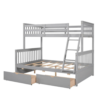 Bunk bed with ladders and 2 under-bed drawers, gray finish, Unique Piece Furniture on Tampa Home & Garden Store