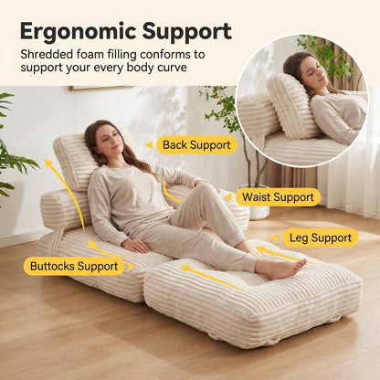 Boneless Foldable Floor Sofa Bed and Pillow