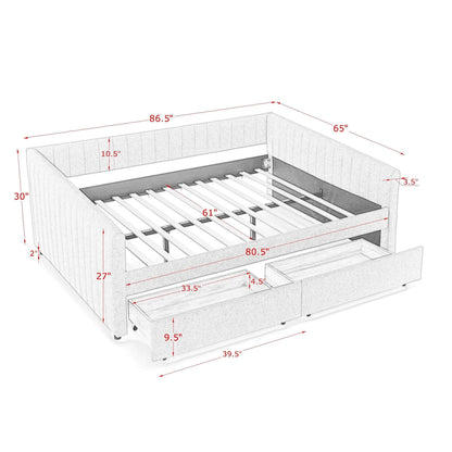 Upholstered Queen Daybed and Storage Drawers