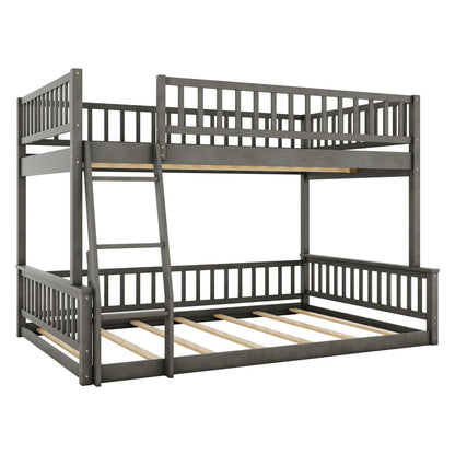 Bunk bed with ladder and guardrails, gray metal, HouseOfZazla on Tampa Home & Garden Store