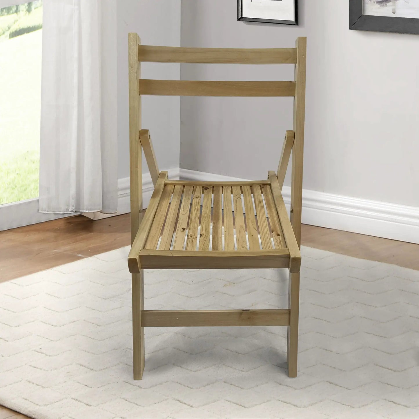 Folding Special Event Chair by Unique Piece Furniture, natural wood with slatted seat and back on Tampa Home & Garden Store