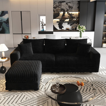 Deep Seat Sofa Bed With Ottoman and Soft Pillows