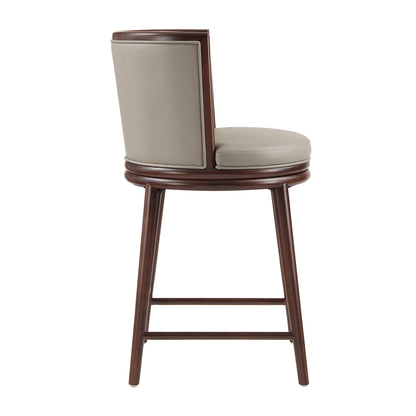 Evalyn Counter Stool beige upholstered back and seat with dark wood frame, counter height on Tampa Home & Garden Store
