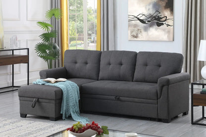 Lucca reversible sleeper sectional sofa with storage chaise in dark gray fabric on Tampa Home & Garden Store