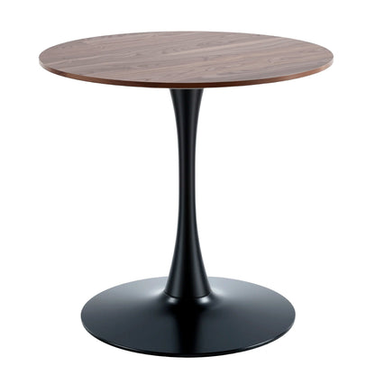 Mid-Century Tulip dining table with round wood top and black pedestal base HouseOfZazla on Tampa Home & Garden Store