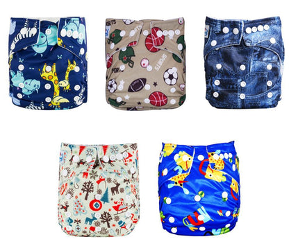 Stevvex cloth diaper set 5pcs assorted prints on Tampa Home & Garden Store