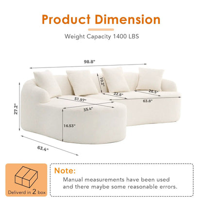 Combined sofa with 4 pillows, white upholstery stationary sectional by Unique Piece Furniture on Tampa Home & Garden Store