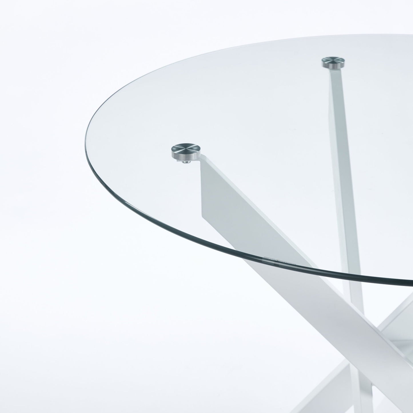 Modern Glass Dining Table with Metal Cross Legs