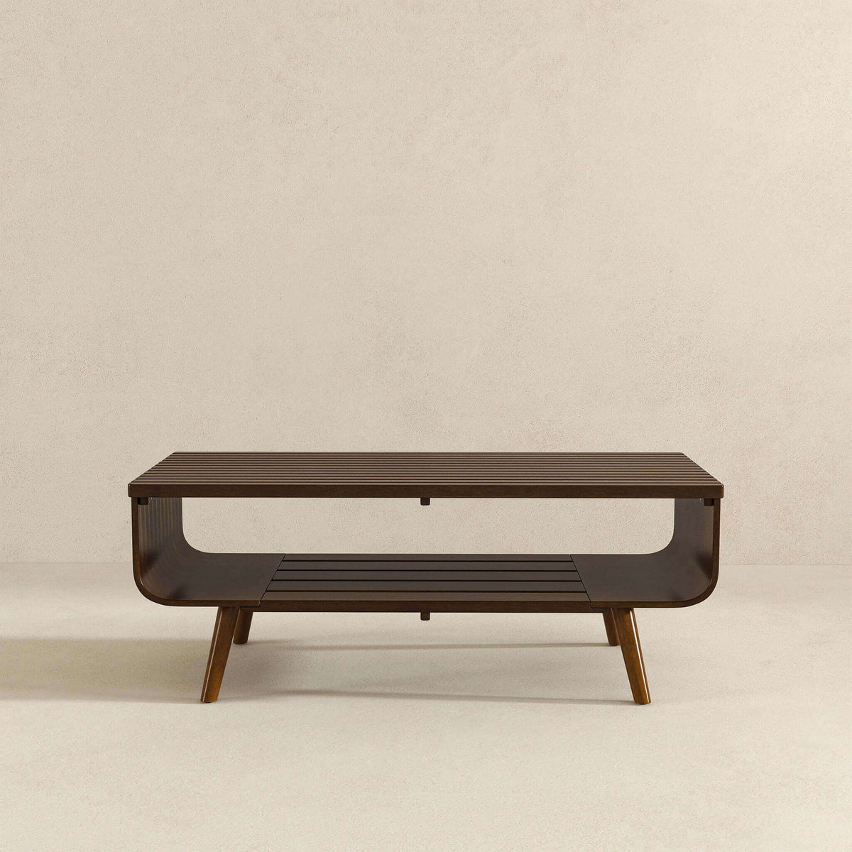 Alice Mid-Century Modern Coffee Table, dark walnut wood with slatted top by HouseOfZazla on Tampa Home & Garden Store