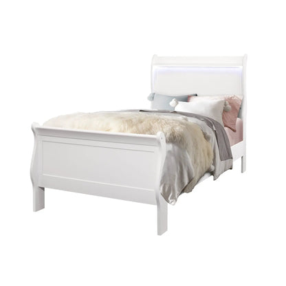 Charlston Bed with LED Lighting, Sleigh Style