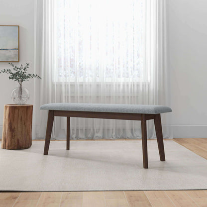 Carlos Upholstered Bench gray with high density foam cushion, wooden legs on Tampa Home & Garden Store