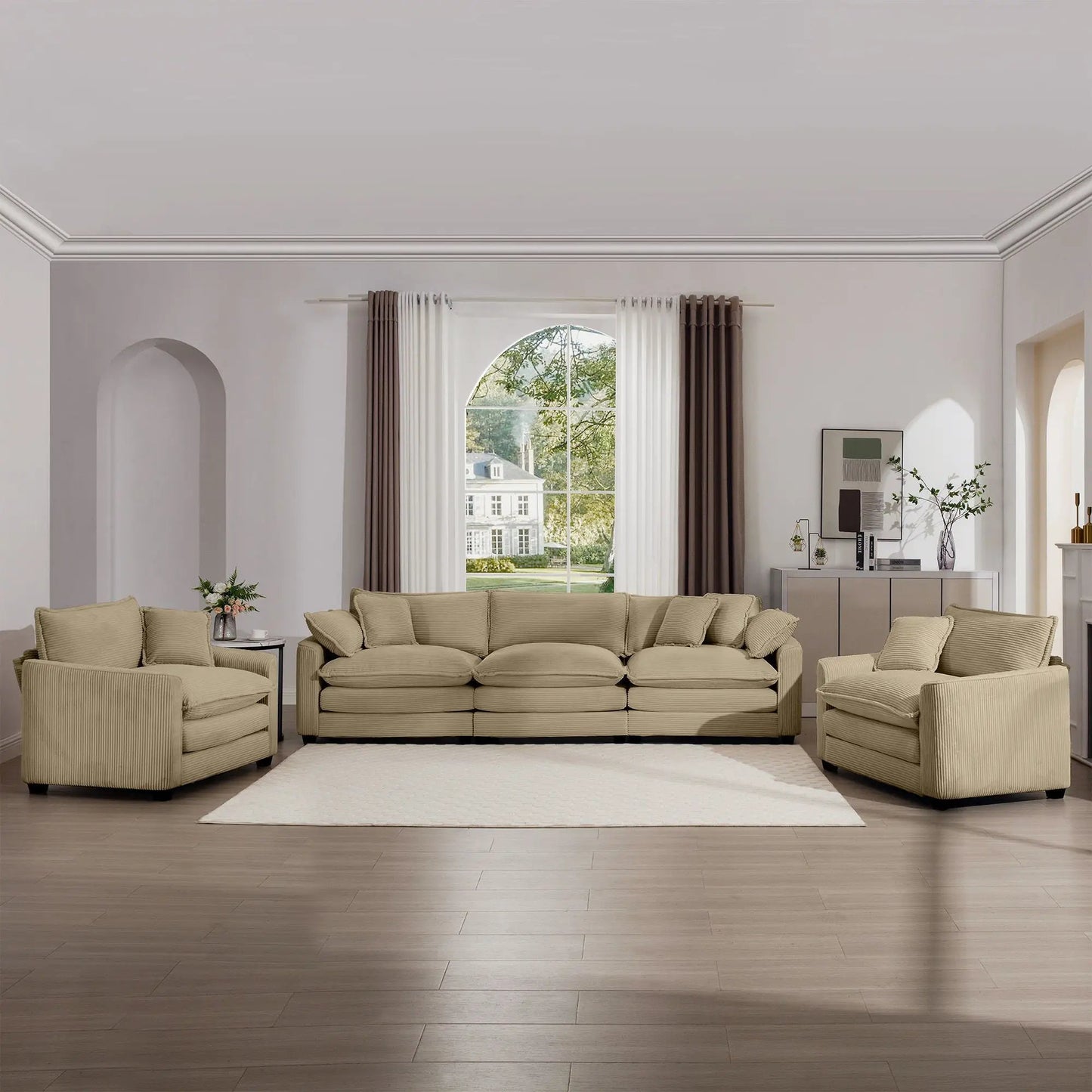 Elegant Sectional Sofa Set with Deep Seats