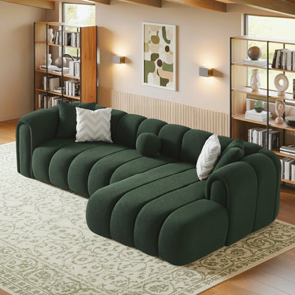 Beatrice Modern Tufted Dark Sectional sofa in emerald green fabric by HouseOfZazla on Tampa Home & Garden Store
