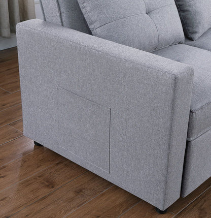 Zoey Convertible Sleeper Chair gray fabric with side pocket, compact sleeper on Tampa Home & Garden Store