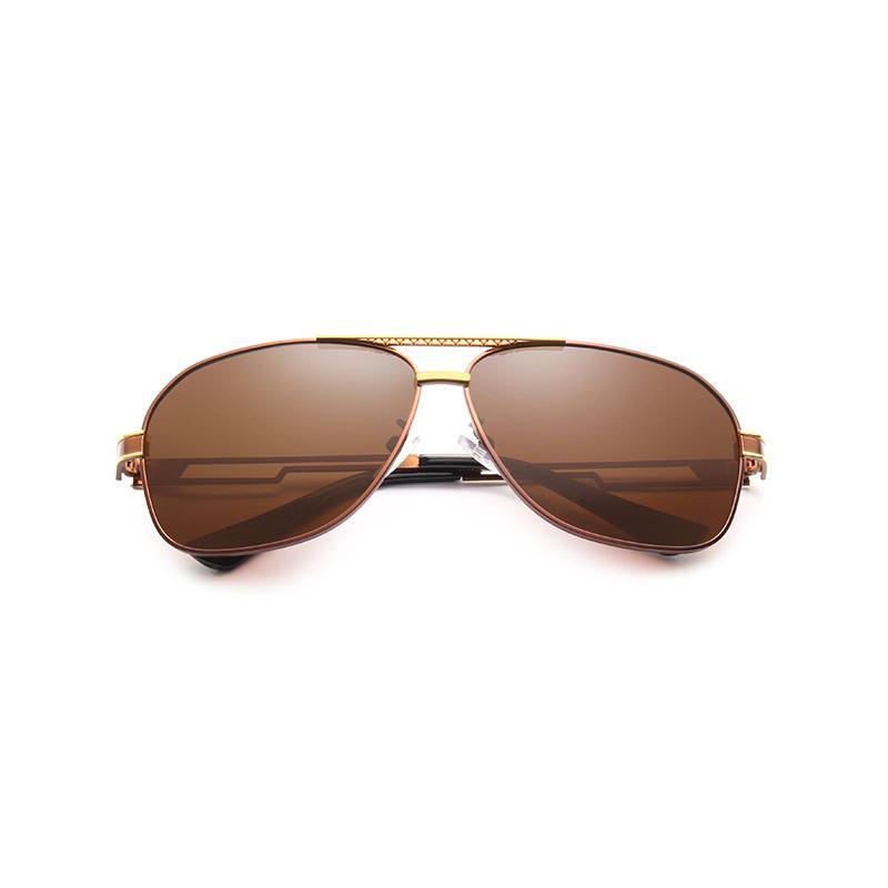 Stevvex square polarized sunglasses with brown lenses and gold alloy frame UV400 protection on Tampa Home & Garden Store