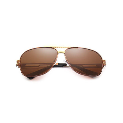 Stevvex square polarized sunglasses with brown lenses and gold alloy frame UV400 protection on Tampa Home & Garden Store