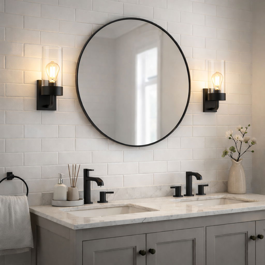 Zephyr single light sconce pair in black with clear glass shades by HouseOfZazla on Tampa Home & Garden Store