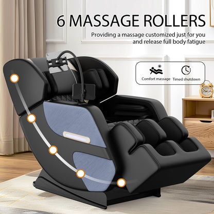 HouseOfZazla massage chair recliner with black upholstery and blue fabric panels on Tampa Home & Garden Store