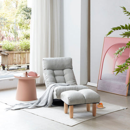 HouseOfZazla adjustable Japanese reclining floor chair with metal frame, gray upholstery on Tampa Home & Garden Store