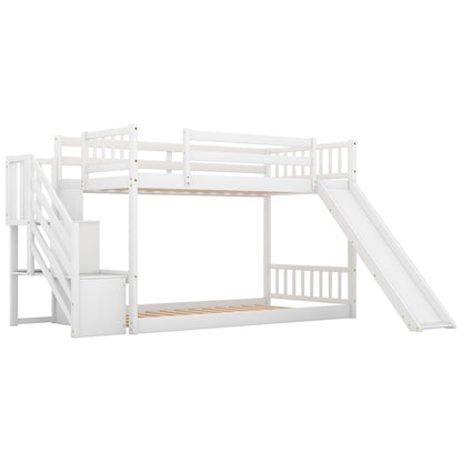 Bunk Bed With Convertible Slide And Stairway white painted wood, HouseOfZazla on Tampa Home & Garden Store
